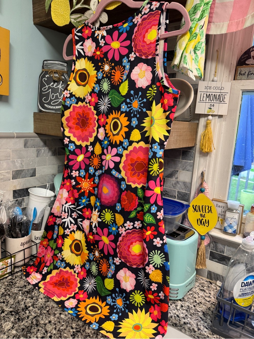 Bright Floral Tank Dress - Multicolor - Picture 6 of 11